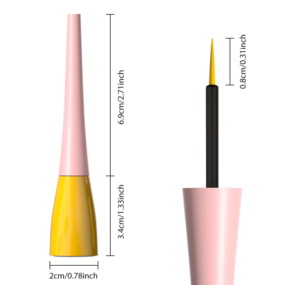 evpct 1Pcs Yellow Liquid Eyeliner Makeup Waterproof Yellow Eye Liners for Women, Eyes Wing Eyeliner Stamps Shapes Colored Eyeliner delineador de ojos a prueba de agua contra el agua blanco para ojos