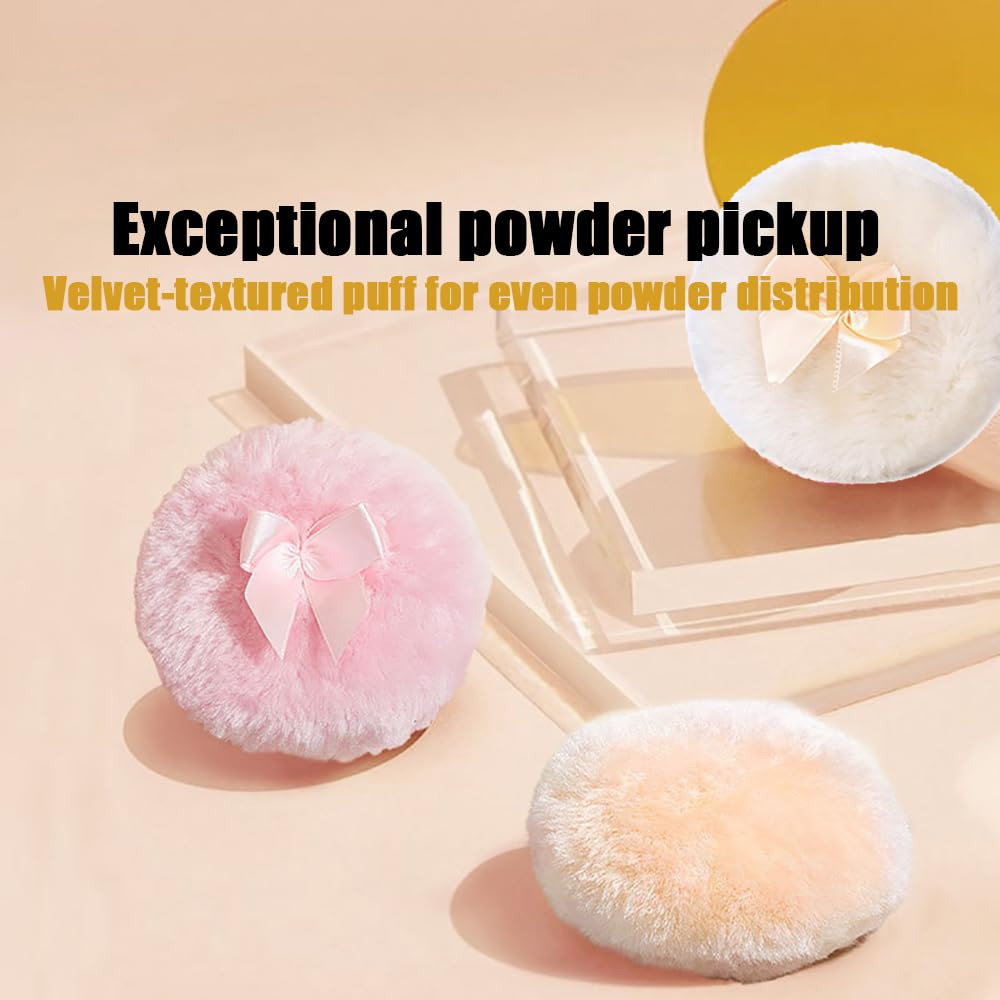 Luxury 4 Inch Glass Loose Powder Container with 2 Soft 3.5" Puffs|Non-Sealed Refillable Organizer Storage for Body Powder Makeup & Jewelry & Setting Applicator(Crown-Clear)