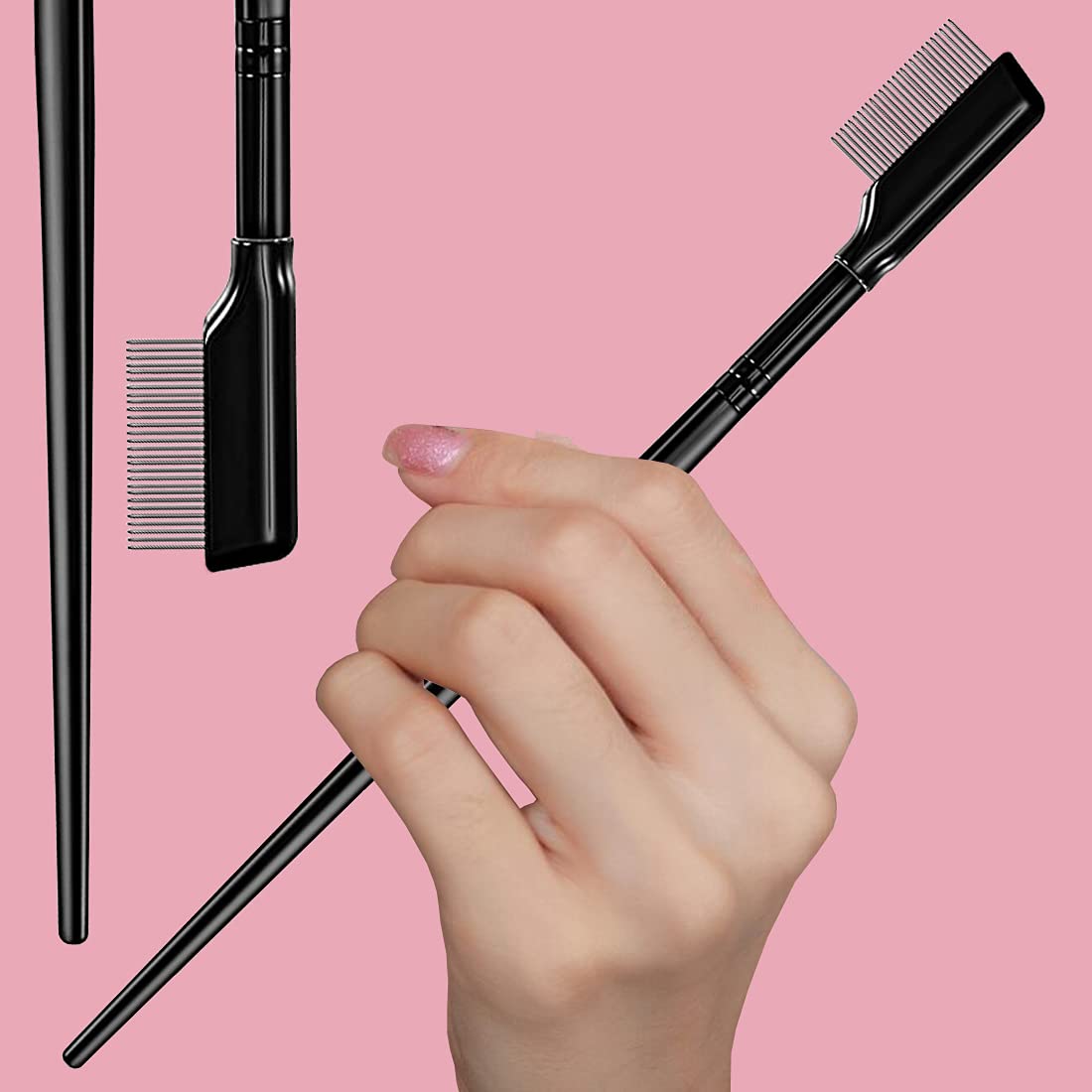 2Pcs Eyelash Separator, Eyelash Comb Lash Brush Separator, Lash Comb Eyelashes Curler Makeup Mascara Applicator, Eye Makeup Brush Tools, Metal Teeth Eyelashes Grooming Tool