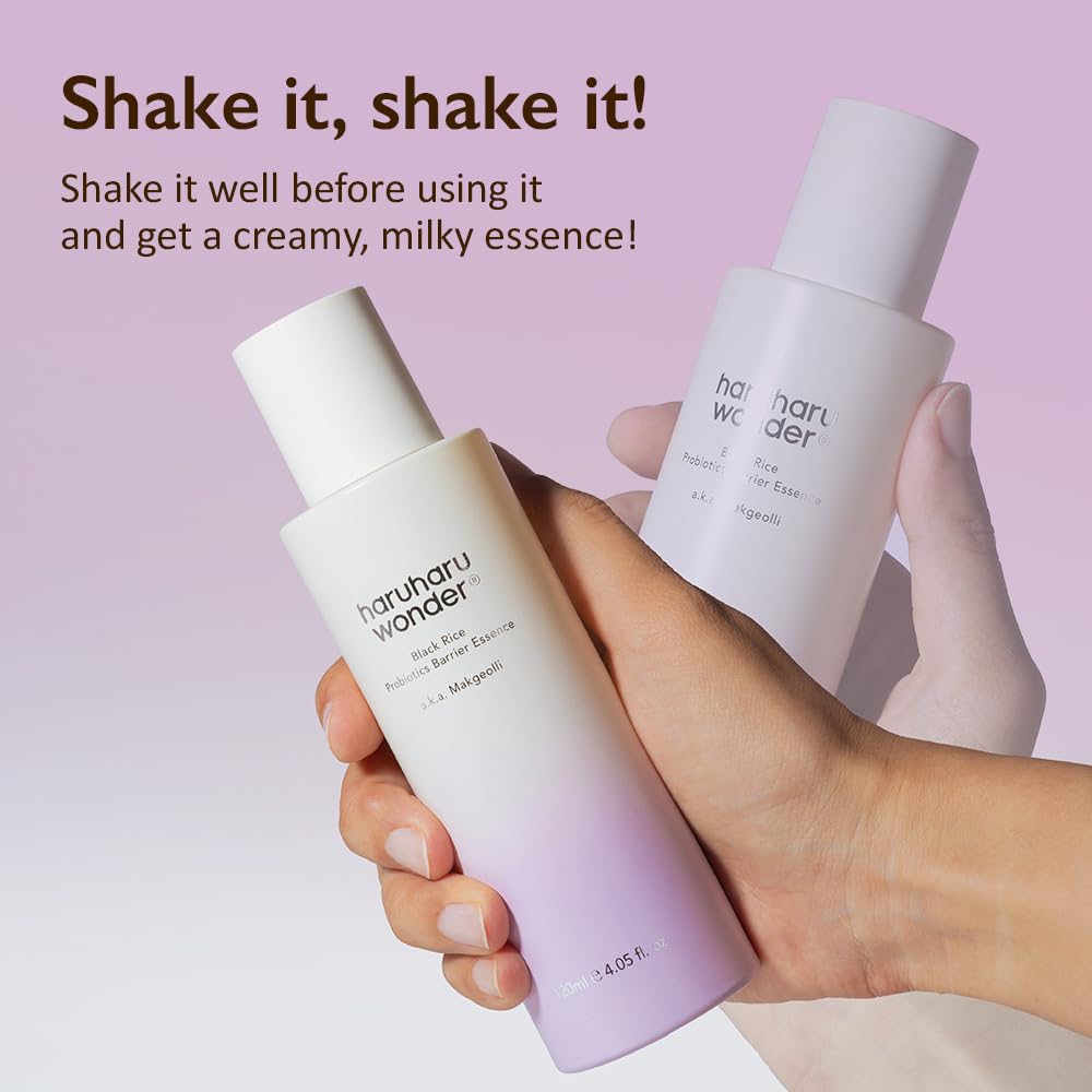 haruharu wonder Black Rice Probiotics Barrier Essence 4.05 fl. oz., Essence Toner to Strengthen Skin Barrier with Ceramides, Fermented Ingredients, Soothing, Moisturizing, Plumping, White