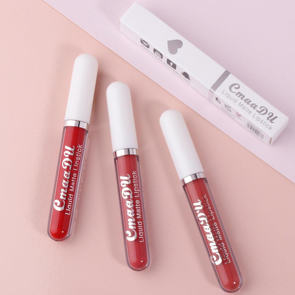 evpct 1Pcs Scarlet Red Liquid Matte Lipstick Lipgloss Set for Women, labiales mate 24 horas originales matte larga duracion 24 Hour Lipstick Lip Stains Long Lasting Waterproof 24, 05#