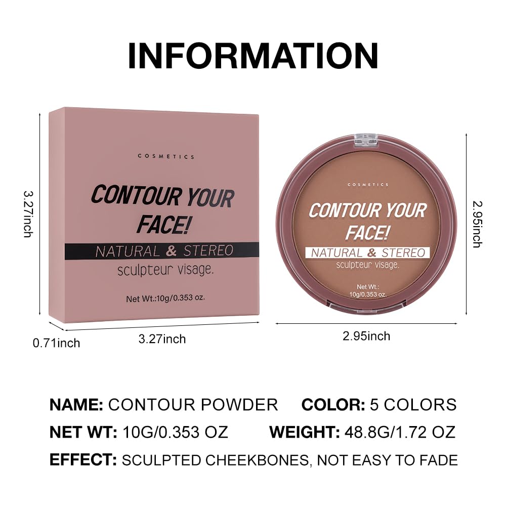 Natural Matte Neutral Brown Cream Contour Palette – Lightweight, Blendable Monochrome Powder, Base for All Skin Tones, Face Makeup for Women & Men, Vegan,Cruelty-Free, Paleta de Contorno en Crema Mate