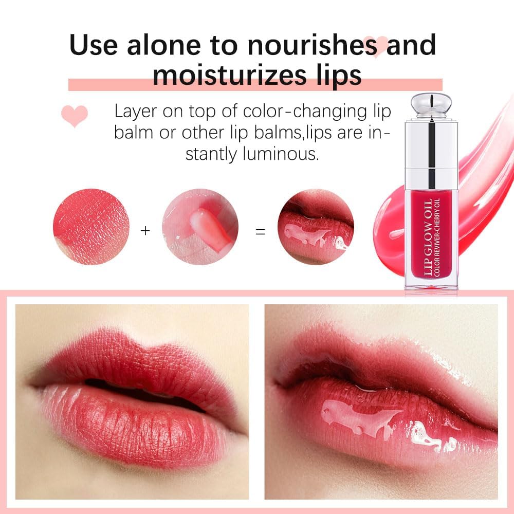Hydrating Lip Glow Oil-Lip care oil- Lip Oil Tinted for Lip Care and Dry Lips-Prevents Dry Cracked-Non-sticky Big Brush Head-Lip Plumping -Lip Oil gloss tinted-002