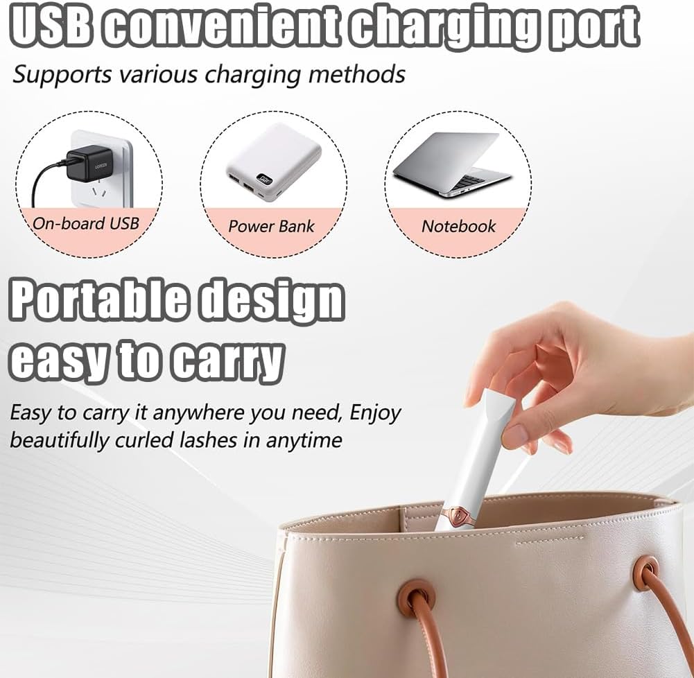 Peshoriadm Eyelash Curler, Electric Eyelash Curler Heated, 2025 New Heated Eyelash Curler with USB Charging, 3 Heat Modes and Smart Temperature Control, Natural Curling 24h Long-Lasting Curl (2Pcs-B)