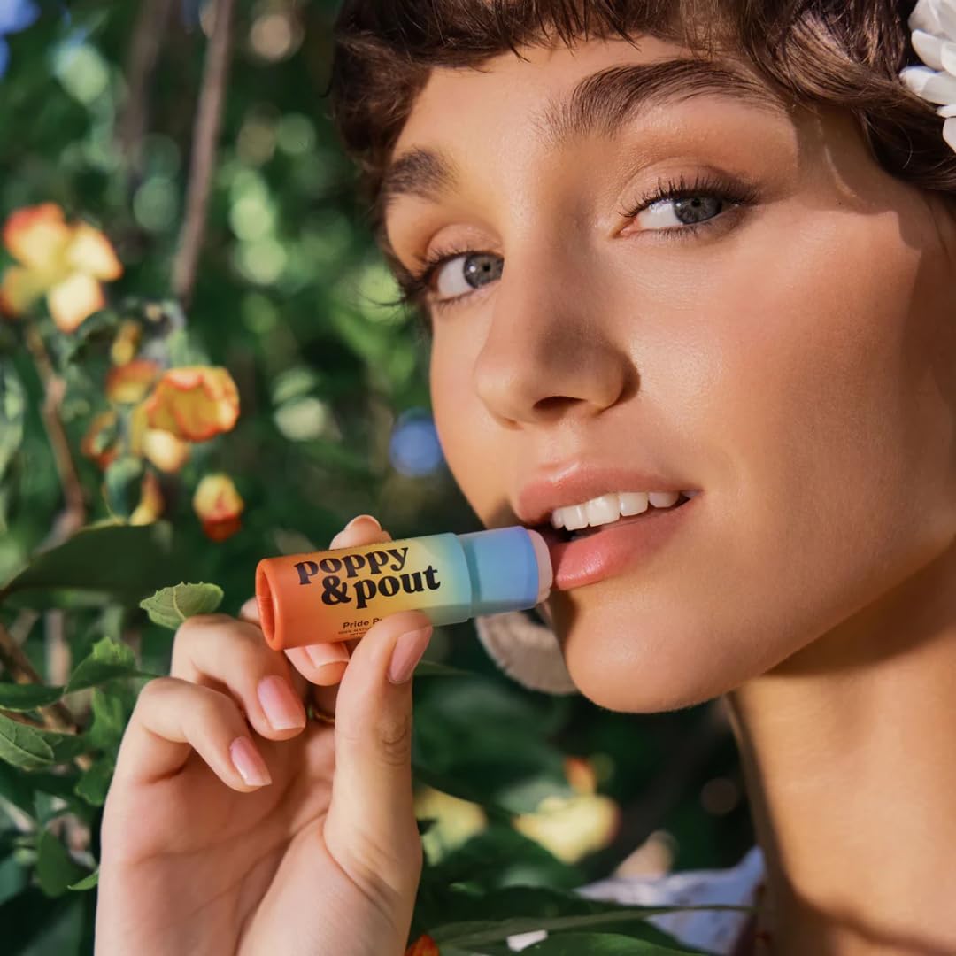 Poppy & Pout Pride Punch Jumbo Lip Balm | All Natural Lip Balms & Moisturizers | Hydrates with Beeswax, Vitamin E, Organic Coconut Oil | Cruelty-Free | Lip Balm in Recyclable Cardboard Tube