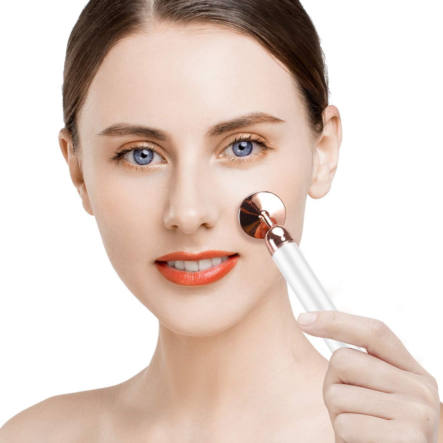 3-IN-1 Electric Jade Roller 3D Roller Facial Roller & Face Massager, Rose Quartz