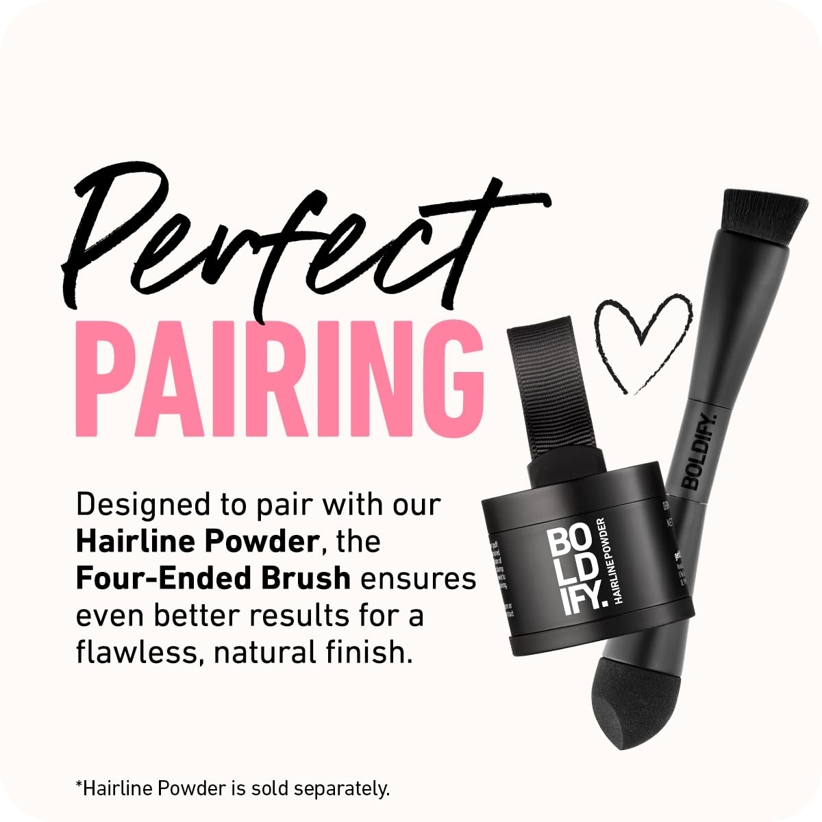 BOLDIFY Four Ended Hairline Powder Brush - Precision Hair Makeup Brush Set with Sponge Tip for Seamless Blending - Ideal as a Hair Concealer/Contour, Root Touch Up