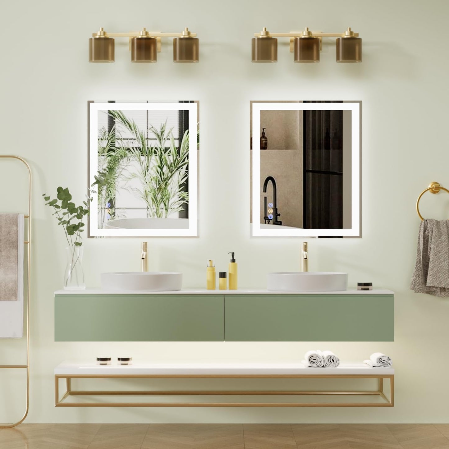 30"x 36" LED Bathroom Mirror with Front and Backlit, 3 Colors Wall Vanity Mirror with Lights, Controlled Separately LED Smart Mirror for Bathroom, Anti-Fog, Stepless Dimmable, Memory(UL ETL)