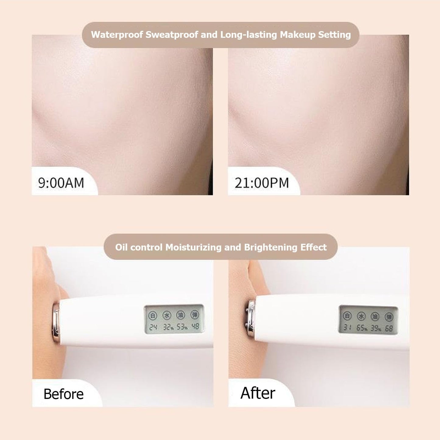 Happyhours 2 in 1 Foundation Anti-Wrinkle Concealer with Built-in Brush, Novo Foundation and Concealer Double Head Makeup Stick, Waterproof Long Lasting Anti-Wrinkle Concealer Foundation (2Pcs-01)