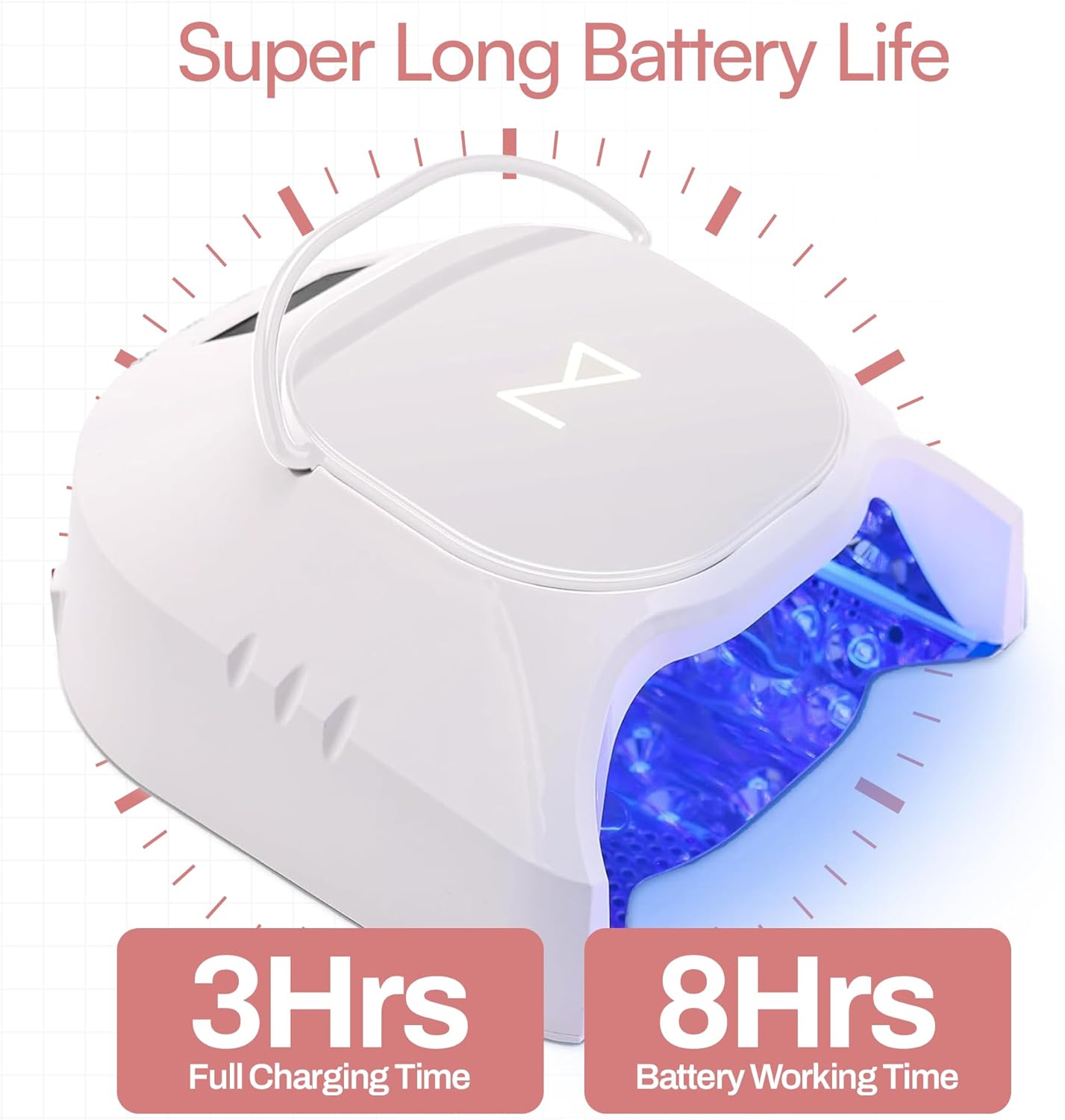 GlowPro Professional Hybrid 86W Wireless Rechargeable LED Nail Curing Lamp - Dries Gel Nails Fast, Ideal for Manicure & Pedicure (Ombre Orange)