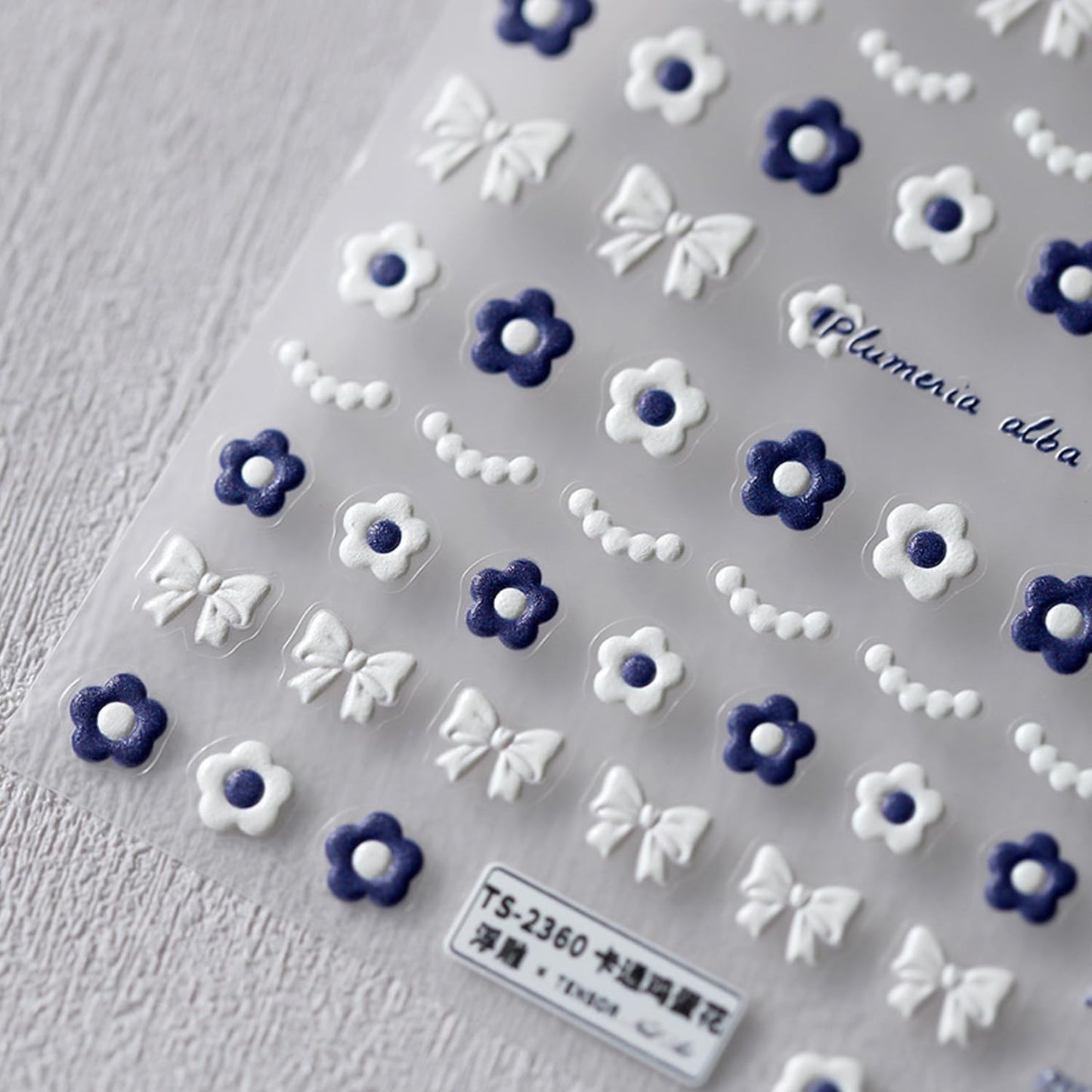 Flower Nail Stickers 5D Embossed Nail Art Stickers Decals Bows Plumeria Floral Nail Design Stickers for Women Girls Self-Adhesive Nail Art Decoration(1, Plumeria)