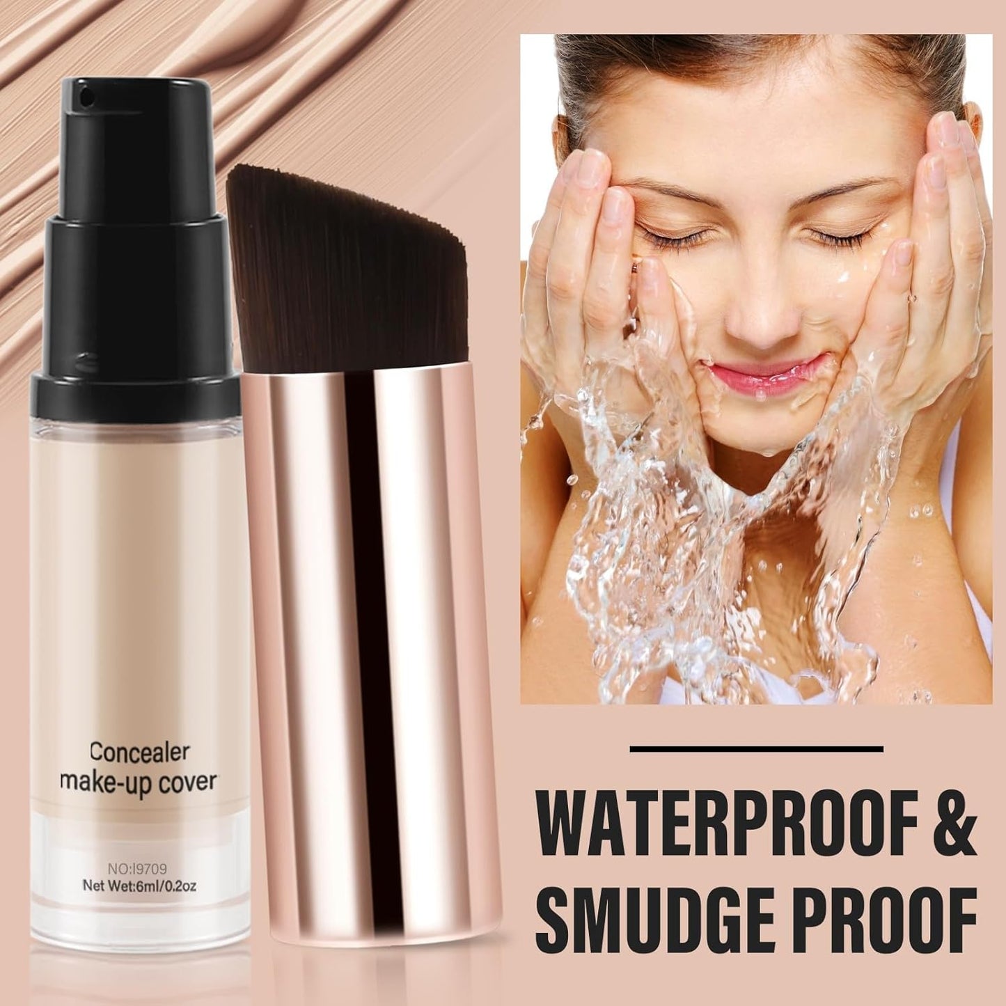 2pcs Liquid Concealer Set with Brush,Full Cover,Concealer Wand with Matte Finish,Corrects,Covers,Long Wear Up to 24hr