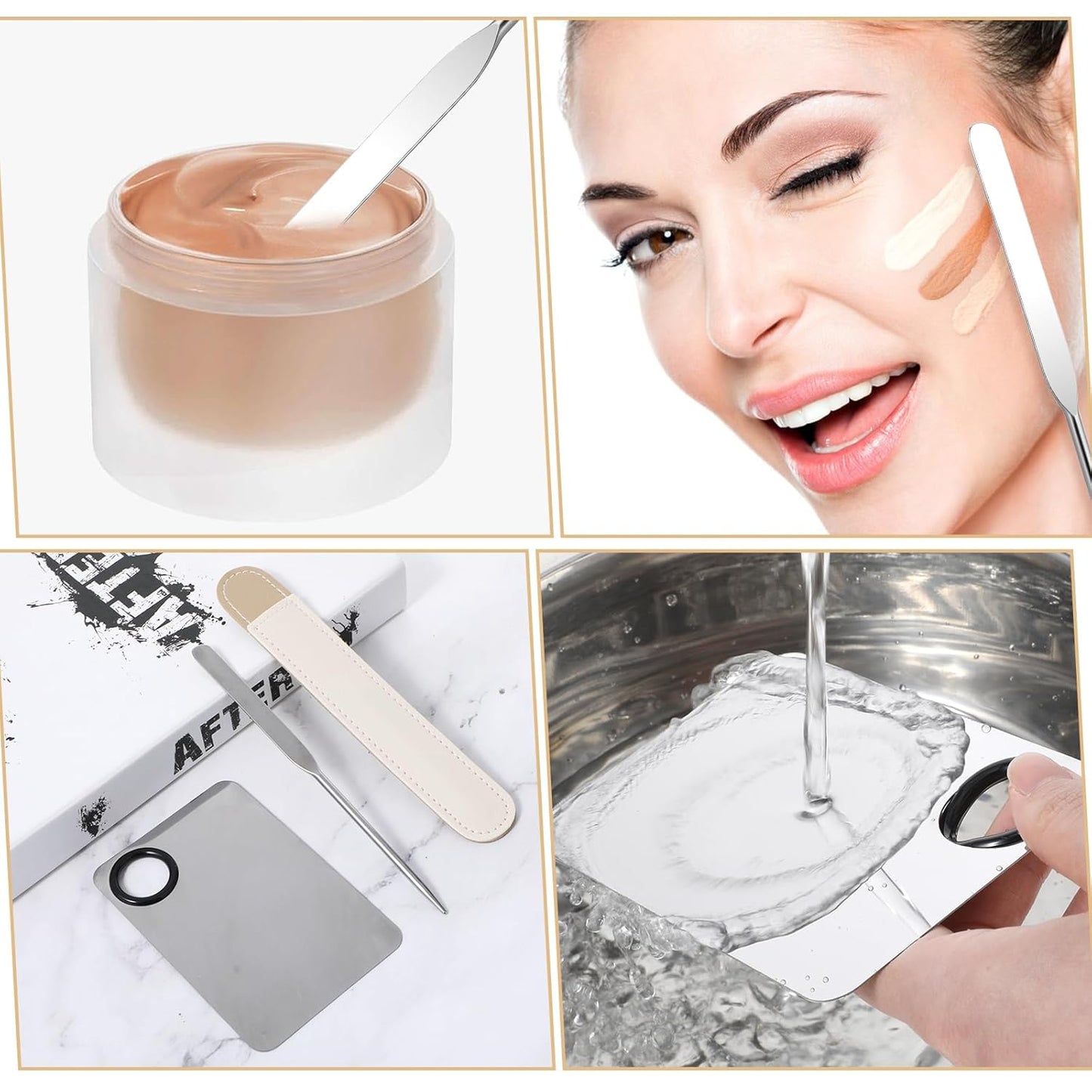 5 Pcs Makeup Spatula Korean Foundation Spatula Stainless Steel Makeup Mixing Palette Acrylic Makeup Palette Cosmetic Spatula Beauty Spatula Makeup Tools