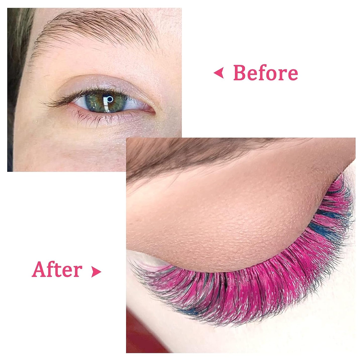 Colored Lashes Extensions .07 D Curl Easy Fan Volume Lashes Pink Volume Lash Extensions 9-16mm Mixed Lash Tray Self Fanning 2D-10D Volume Eyelash Extensions by QUEWEL (Pink 0.07 D 9-16mm)