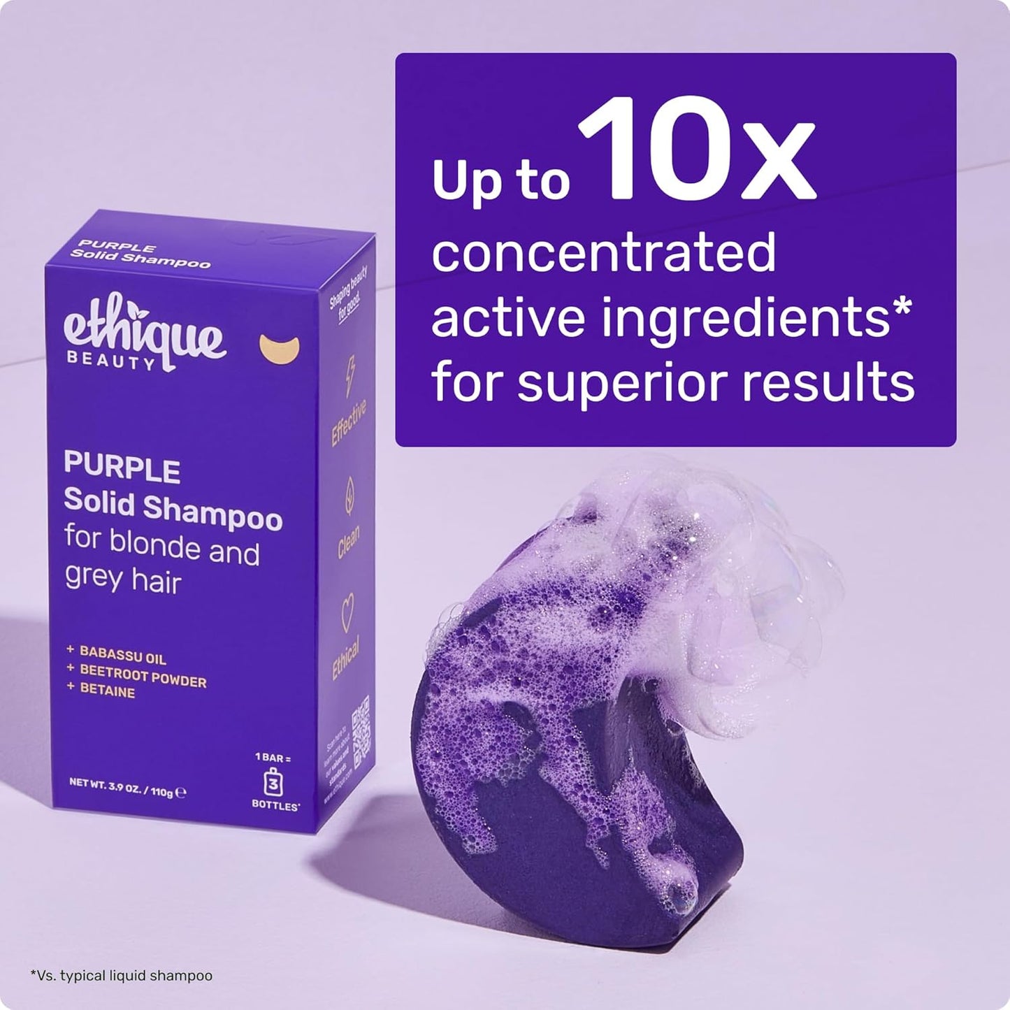 Ethique Purple Shampoo Bar for toning brassy hair - Plastic-Free, Cruelty-Free, Vegan, 3.88 oz - Formerly Tone It Down