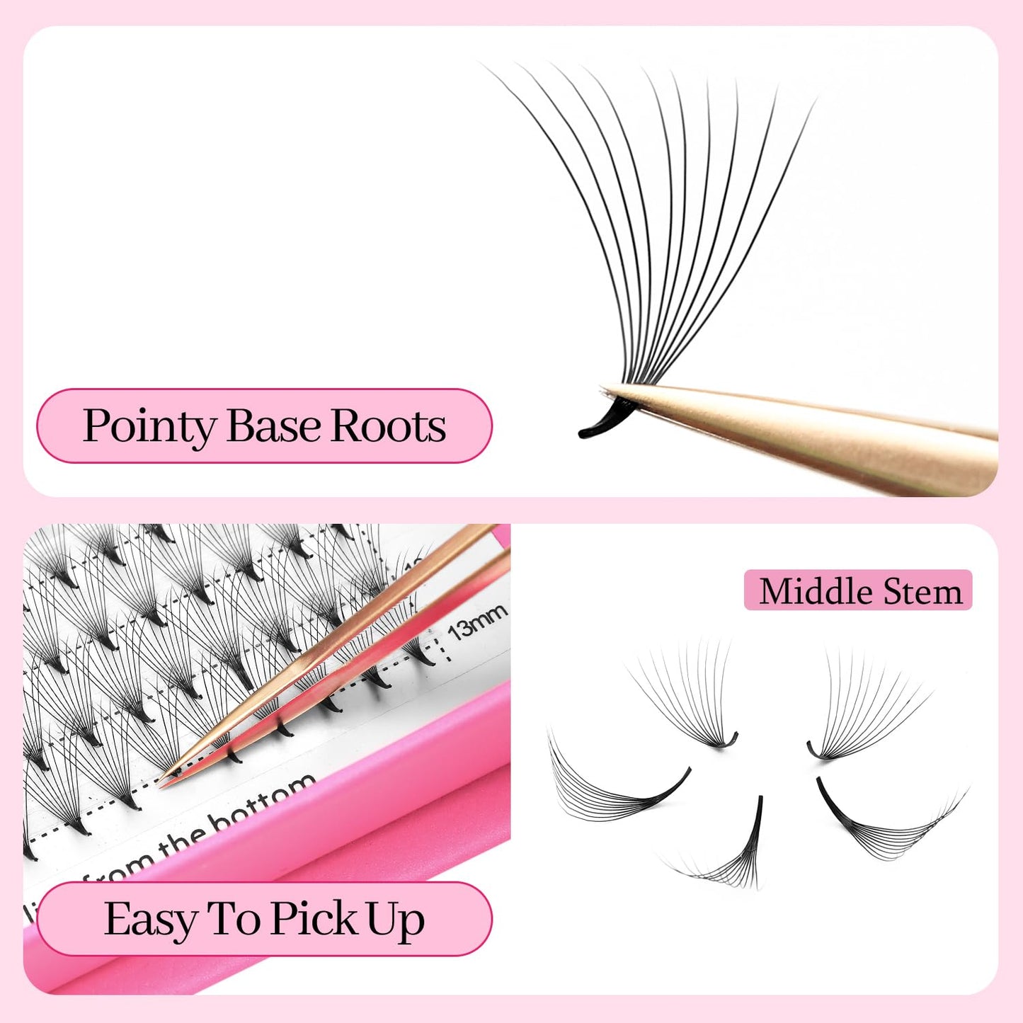 Premade Fans Eyelash Extensions 10D Volume Lash Extensions 0.03 Thickness Eyelash Extension C Curl Premade Lash Fans Mix 9-16mm Fluffy Soft Handmade Lash Fan(10D-0.03-C,9-16mm)