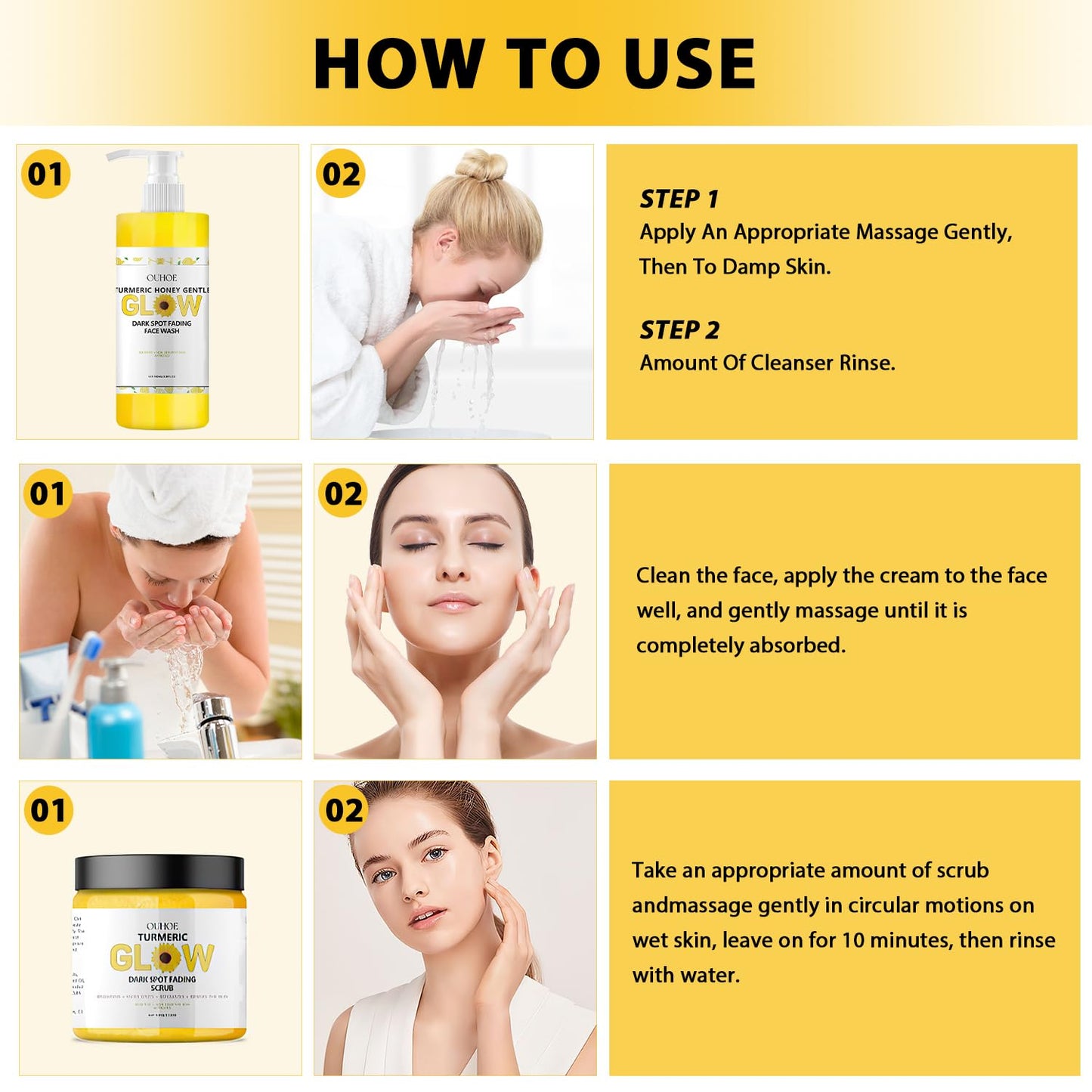 Glow Combo Skincare Set,3 In 1 Turmeric Combo Skincare Set,Turmeric Glow Butter, Skincare Gift Set For All Skin Type (1 Set)