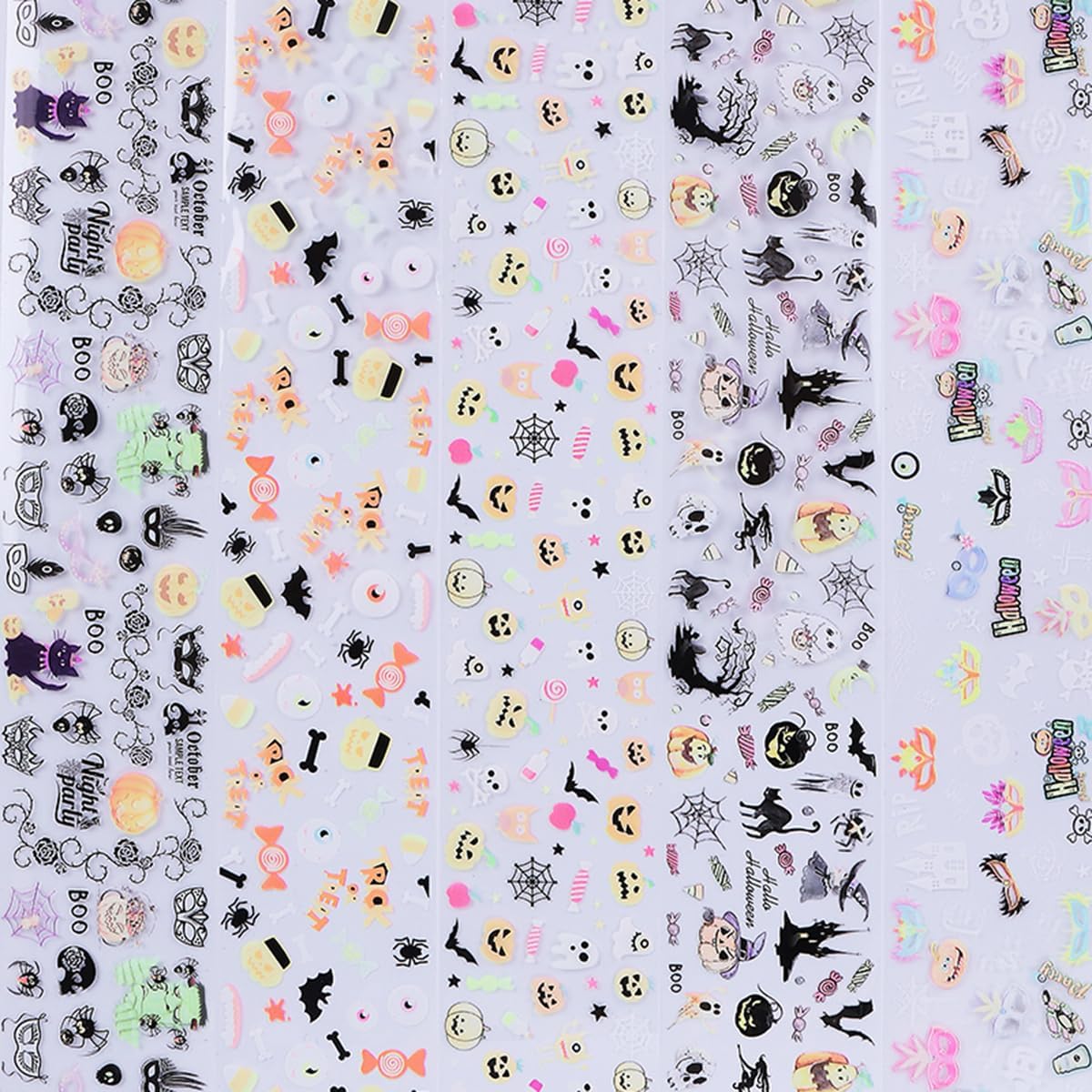 Halloween Nail Art Foils Transfer Stickers Halloween Nail Art Stickers Decals 10Rolls Pumpkin Spider Web Ghost Spider Nail Foils Adhesive Decals Nail Supplies for Women Holiday DIY Manicure Decoration