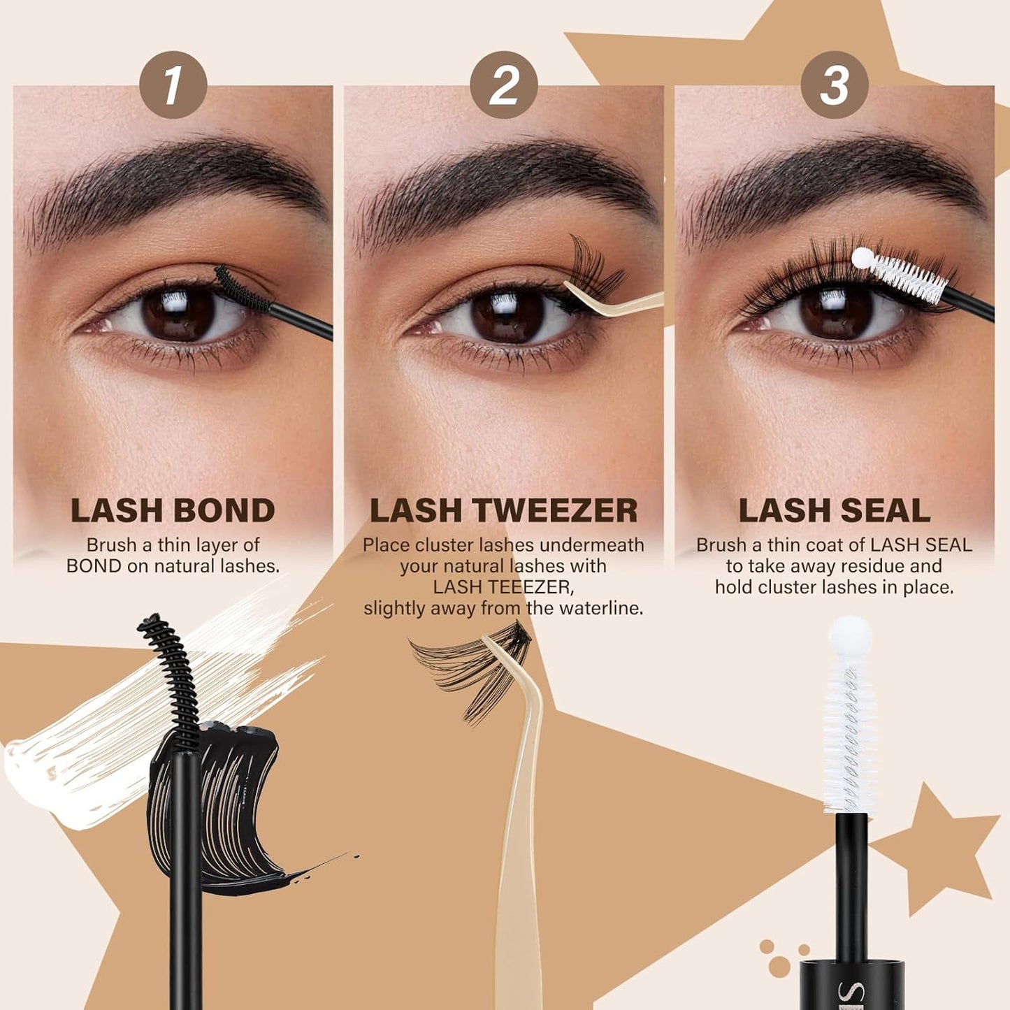 JMS&JMS DIY Lash Extension 280PCS Lash Clusters D Curl Individual Lashes 40D+50D 9-16MIX Cluster Eyelash Extensions at Home