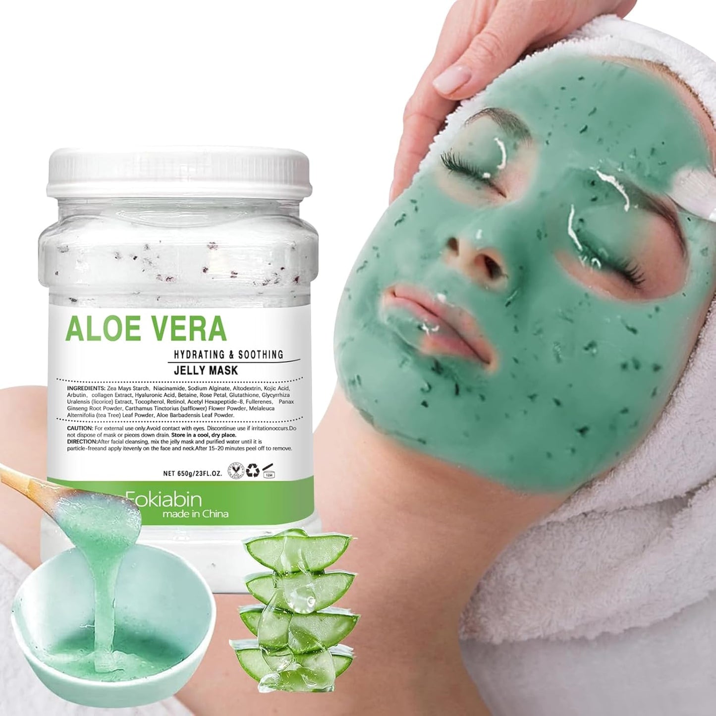 Jelly Mask for Facials, Hydrating & Moisturizing Peel-Off Rubber Gel Face Mask Skin Care for Deep Hydration & Glow, 23 Fl Oz Jar Professional Spa Use for All Skin Types with Aloe vera essence