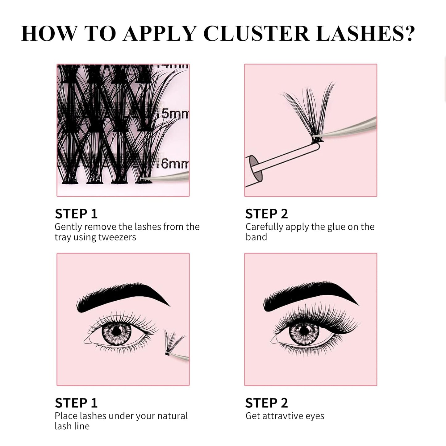 Lash Clusters Individual Lashes Cluster Mixed Tray Lash Clusters DIY Eyelash Extensions Individual Cluster Lashes Self-application at Home (30D+40D-0.07C,8-16mm)