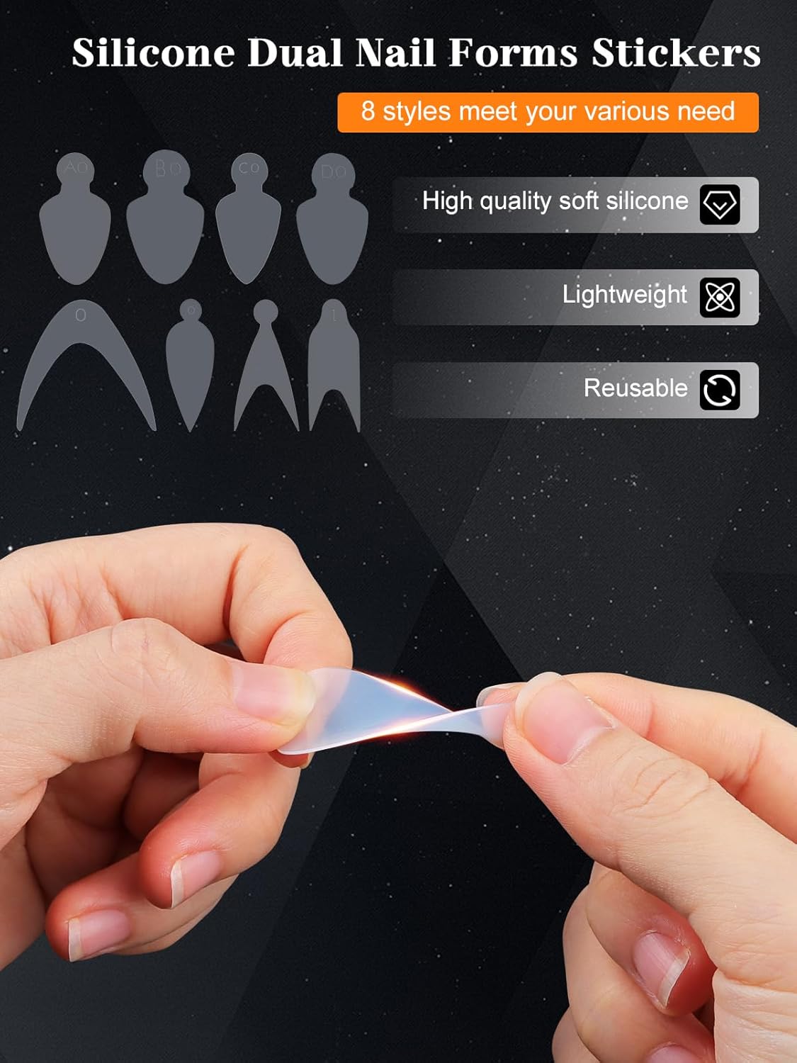 EBANKU Dual Form Kit, 288PCS Poly Gel Forms for French Nails, 8 Styles Reusable Silicone Pads, 5PCS Clips, Brush Pen, Files Buffer, Extension Kit for Beginner