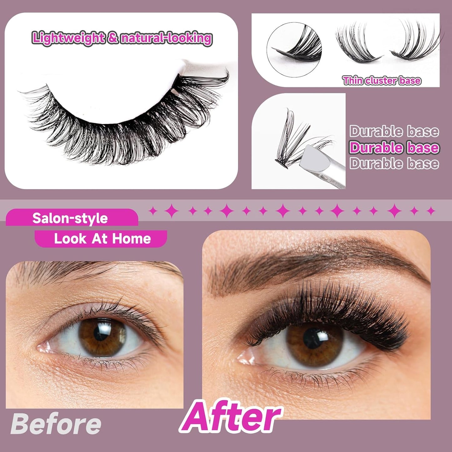Lash Clusters Lash Extensions 280 Pcs Individual Lashes DIY Eyelash Extensions 10-16mm Length Mix Cluster Lashes Soft Natural for Makeup at Home - 60D+80D
