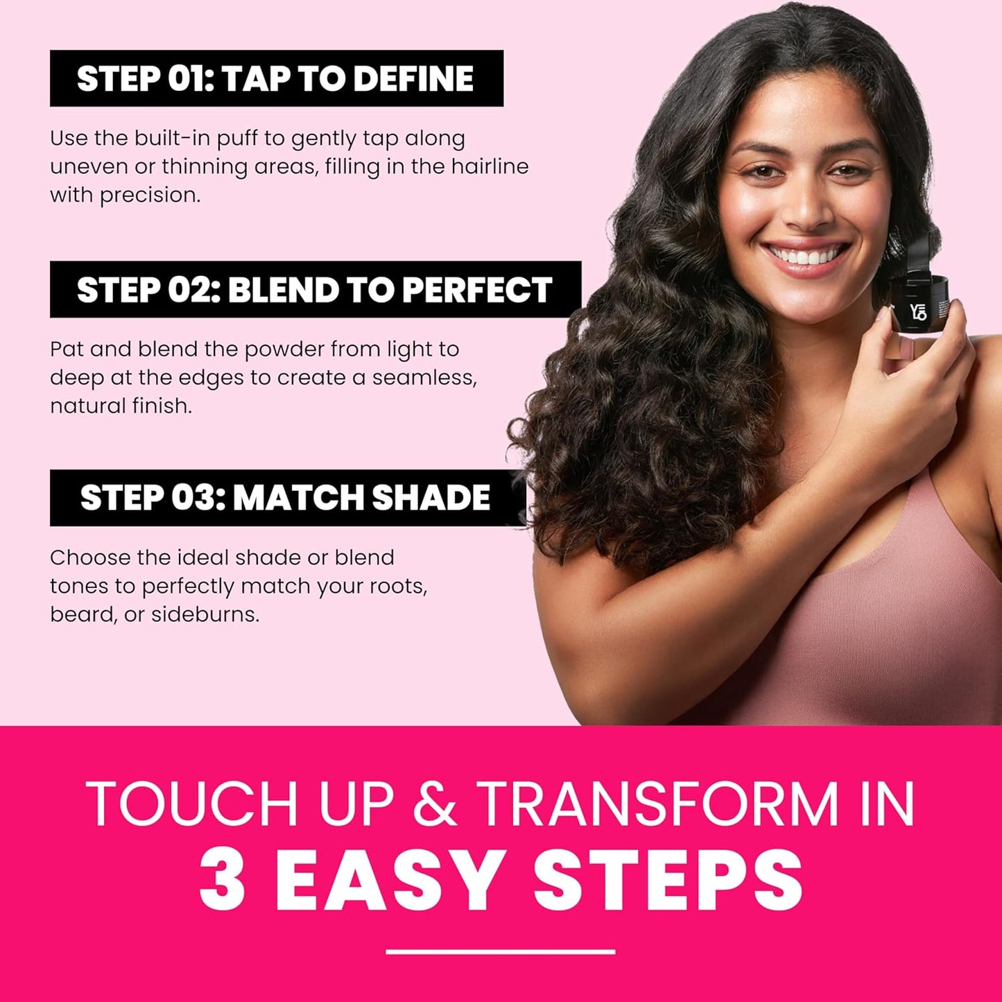 VELO Hairline Powder–RED BROWN Hair Root Touch Up Powder for Women & Men–Instantly Covers Gray Hair, Thinning Hair & Bald Spots–Sweatproof Root Cover Up–Puff & Mirror Compact, 13 Shades