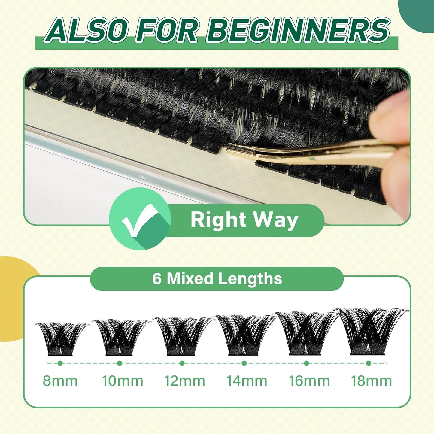 DIY Lash Extension Kit 144pcs 8-18MIX Lash Clusters with Super Hold Mascara Brush Bond and Seal Lash Remover Lash Applicators Lash Brush for KEYYOU DIY Lash Kit (Y10 Kit)