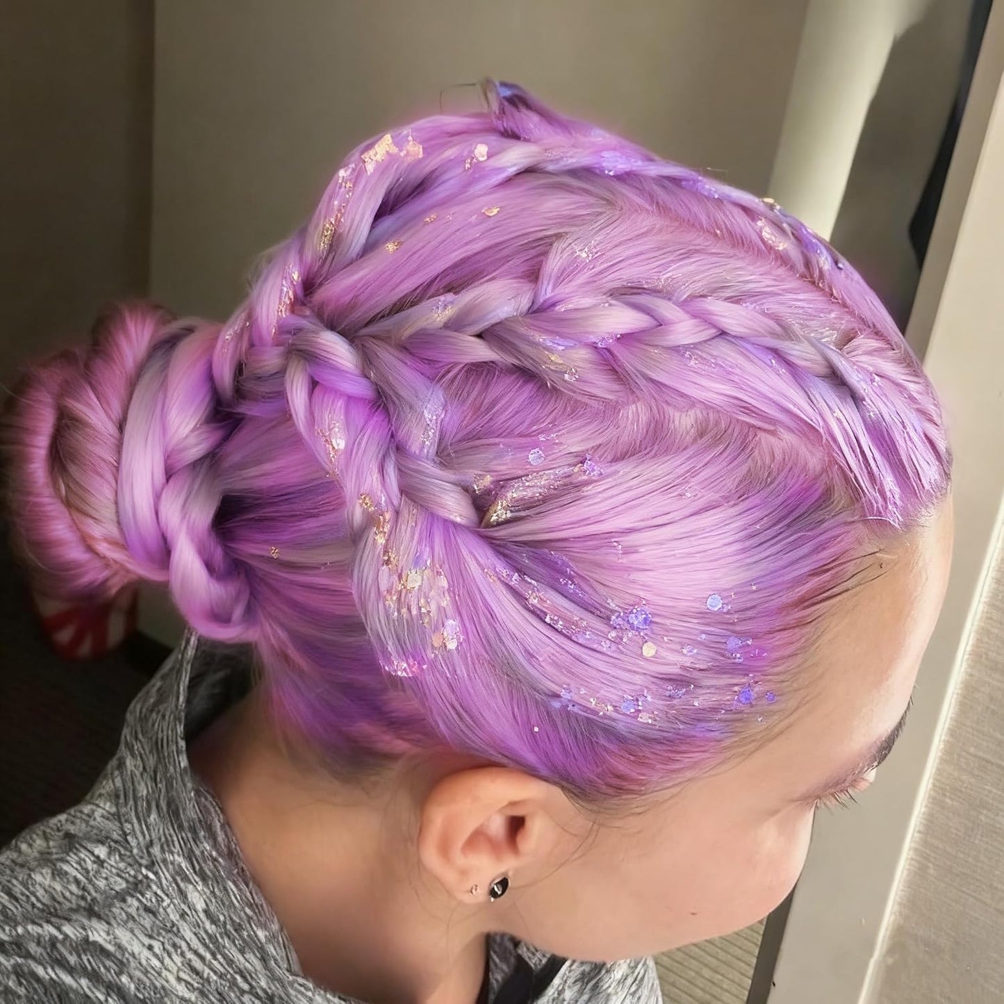 Go Ho Pastel Purple Face Body Glitter,Sparkly Face Glitter Makeup,Light Purple Face Paint Holographic Chunky Sequins Glitters for Eye Lip Hair Nails,Festival Rave Accessories