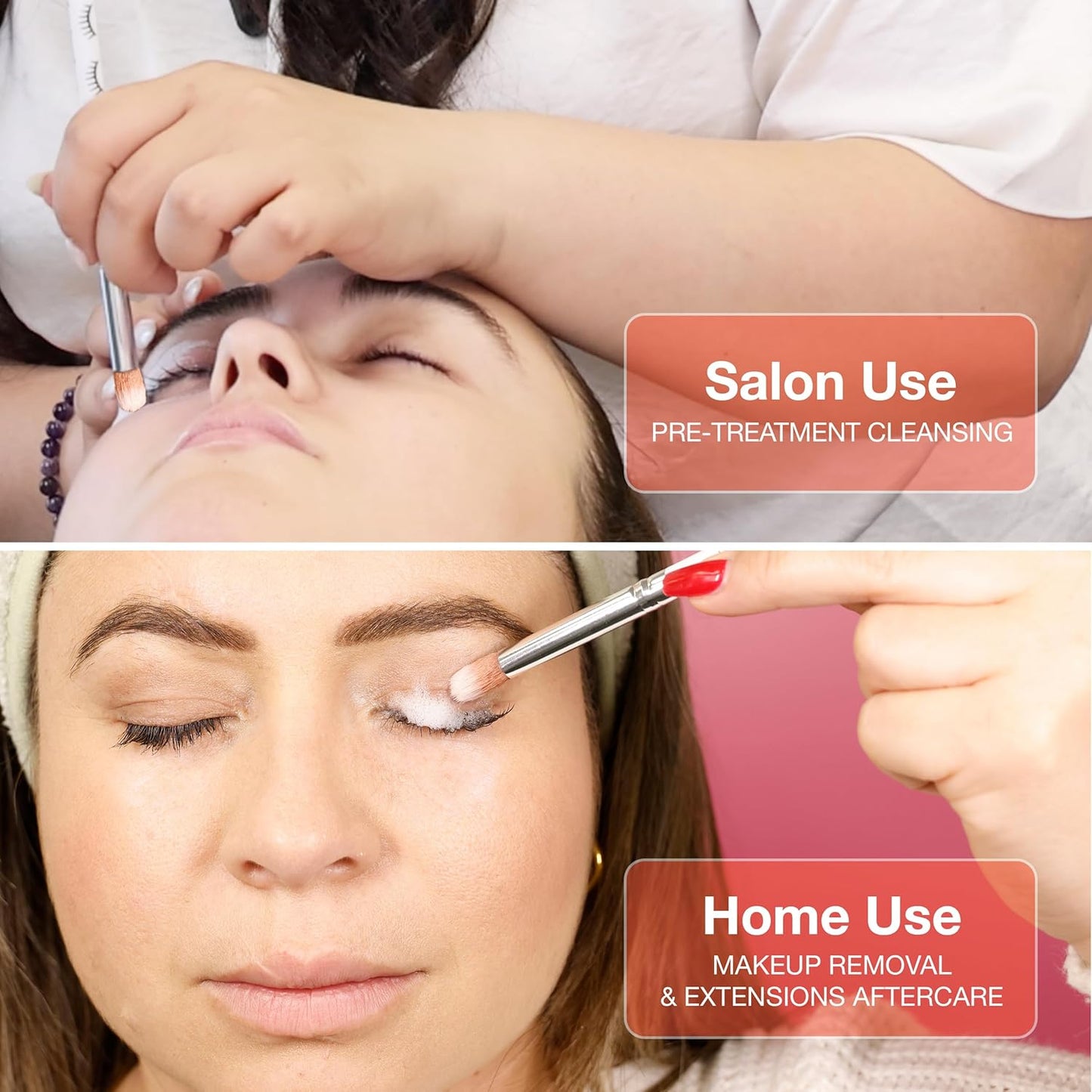 CURACORO Lash Shampoo Brushes Set, Eyelash Cleansing Brush For Cleansing Eyelash Extension, Soft and Comfortable Facial Makeup Remover Tools (Pink, Pack of 10)