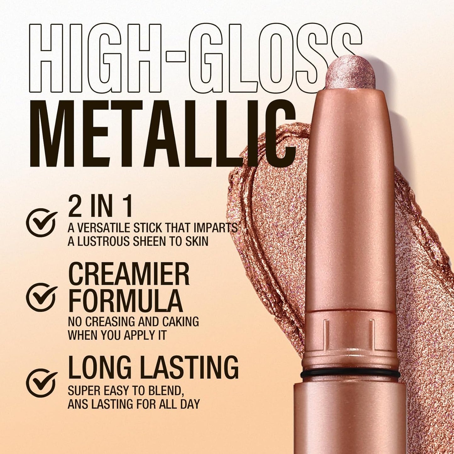 Jolilab Eyeshadow Stick, 2 Colors Matte Professional Bright-Colored Contouring and Highlight Stick, Cream Waterproof Long Lasting High Pigmented Eye Shadow.