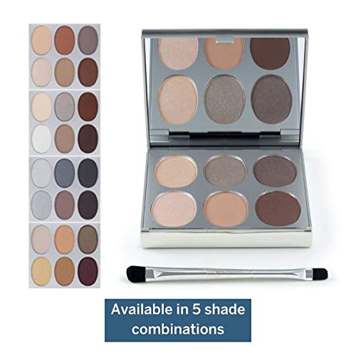 Jerome Alexander New Again Eyeshadow Palette & Brush, 6 Buildable & Blendable Micronized Powder Shades (Always Works)