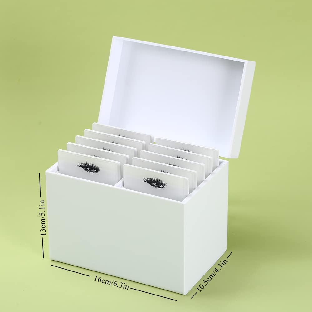 10 Layers Acrylic Eyelash Storage Box, Makeup Eyelashes Extension Close-Packed Display with 10 Pallets, Grafting False Eyelashes Glue Pallet Holder Display Organizer (White)