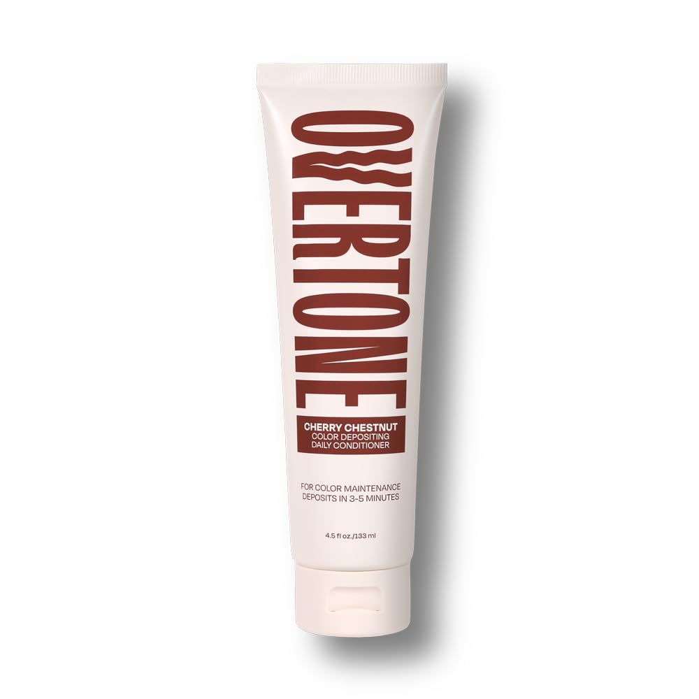 oVertone Daily Color Depositing Conditioner for Dyed & Natural Hair - 4.5oz Temporary Coloring with Shea Butter & Coconut Oil - Refresh Color & Prevent Fading - Vegan & Cruelty-Free, Cherry Chestnut
