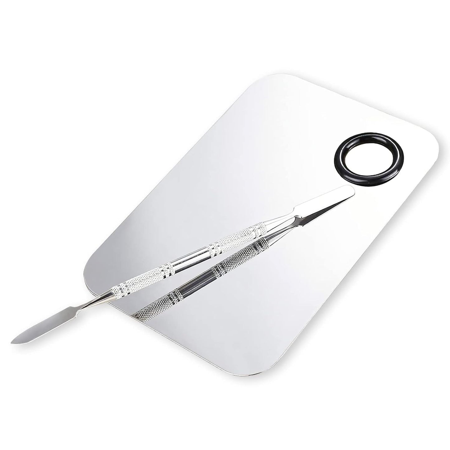 Makeup Mixing Palette, Upgrad Stainless Steel Metal Mixing Tray with Spatula Artist Tool for Mixing Foundation Nail-Art
