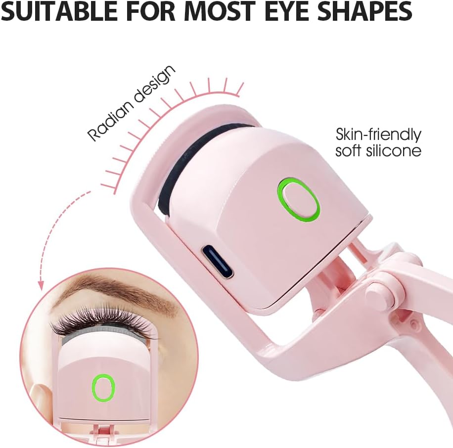 Heated Eyelash Curler with USB,Fast Heat up & 24H Long-Lasting,Rechargeable Electric Lash Curlers,Temperature Control,Safe Anti-Burn Quick Natural Curling Eye Lashes,Orange