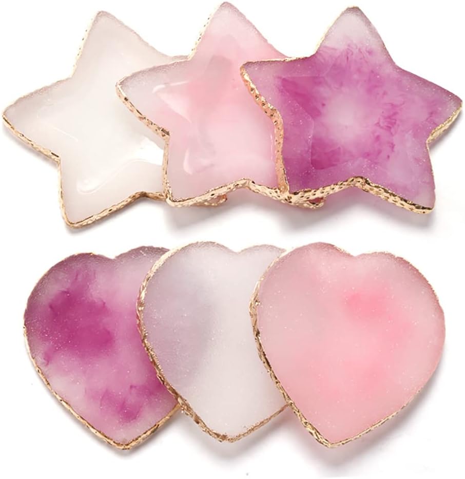 Heart Shape Resin Palette Nail Art Painting Palette Nail Design Palette Gold Edge Nail Holder Makeup Display Board Manicure Tool Pink
