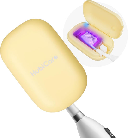 HubiCare Toothbrush Case, Spring pastel Color Portable Mini Toothbrush Covers with Holder, Rechargeable Travel Home Toothbrush And Holder, Cleaner Case for All Electric & Manual Toothbrushes (Yellow)