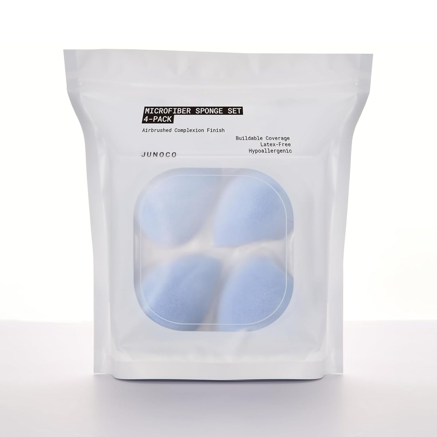 JUNO & Co. Microfiber Makeup Sponge Set 4-Pack, Dual Layer Technology and Airbrushed Complexion Finish, Makeup Blender for Foundation, Powder and Cream