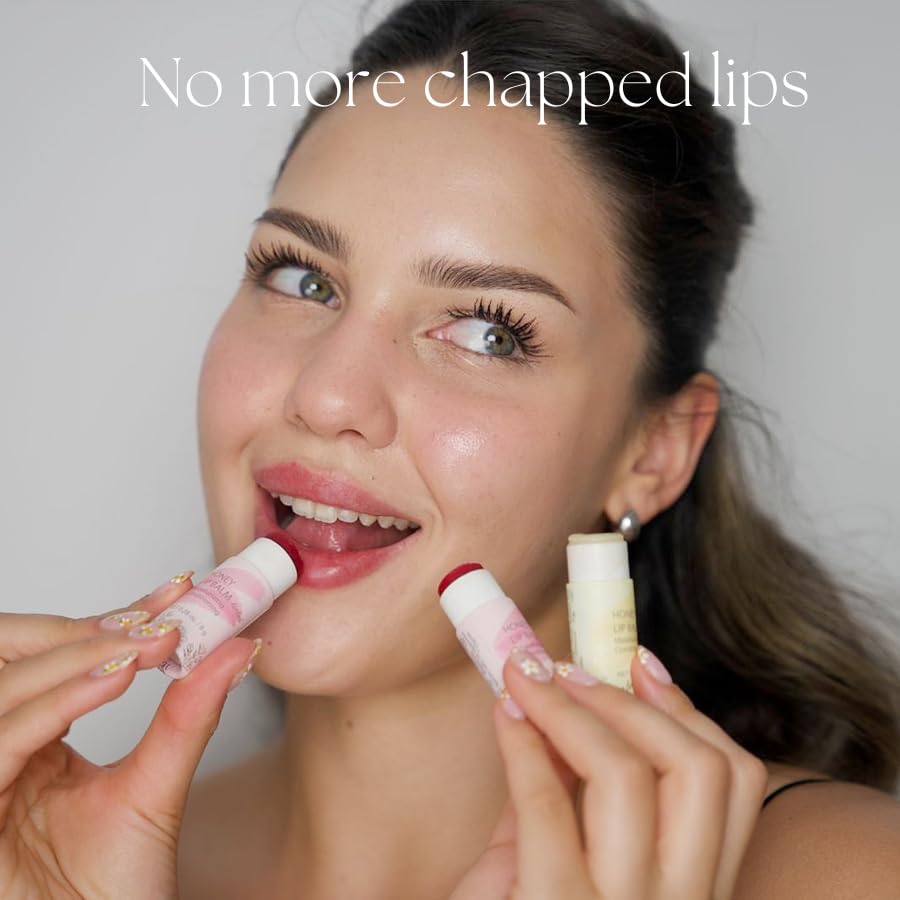 Organic Honey Lip Balm - 100% Grassfed Beef Tallow Chapstick for Women, Natural Raw Honey & Argan Oil - Ultra Moisturizing, Conditioning, Chemical Free - 3 Pack (3x0.15 oz) Tinted