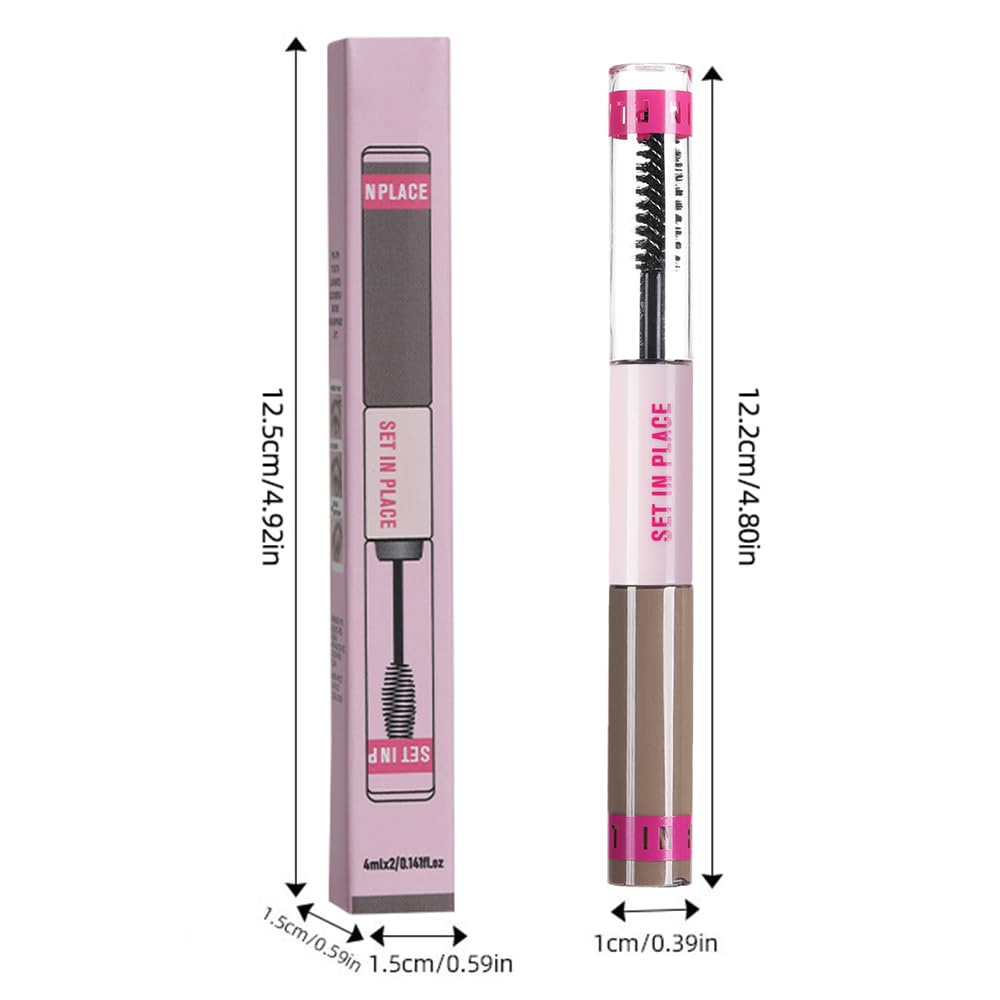 evpct 2-in-1 Tinted Brow Gel & Clear Brow Setting Glue Eyebrow Gel Kit - Strong Hold 24HR Waterproof Smudgeproof Eyebrow Makeup for Natural Soft Full Brows, Brows Enhancer Mascara Makeup - Taupe