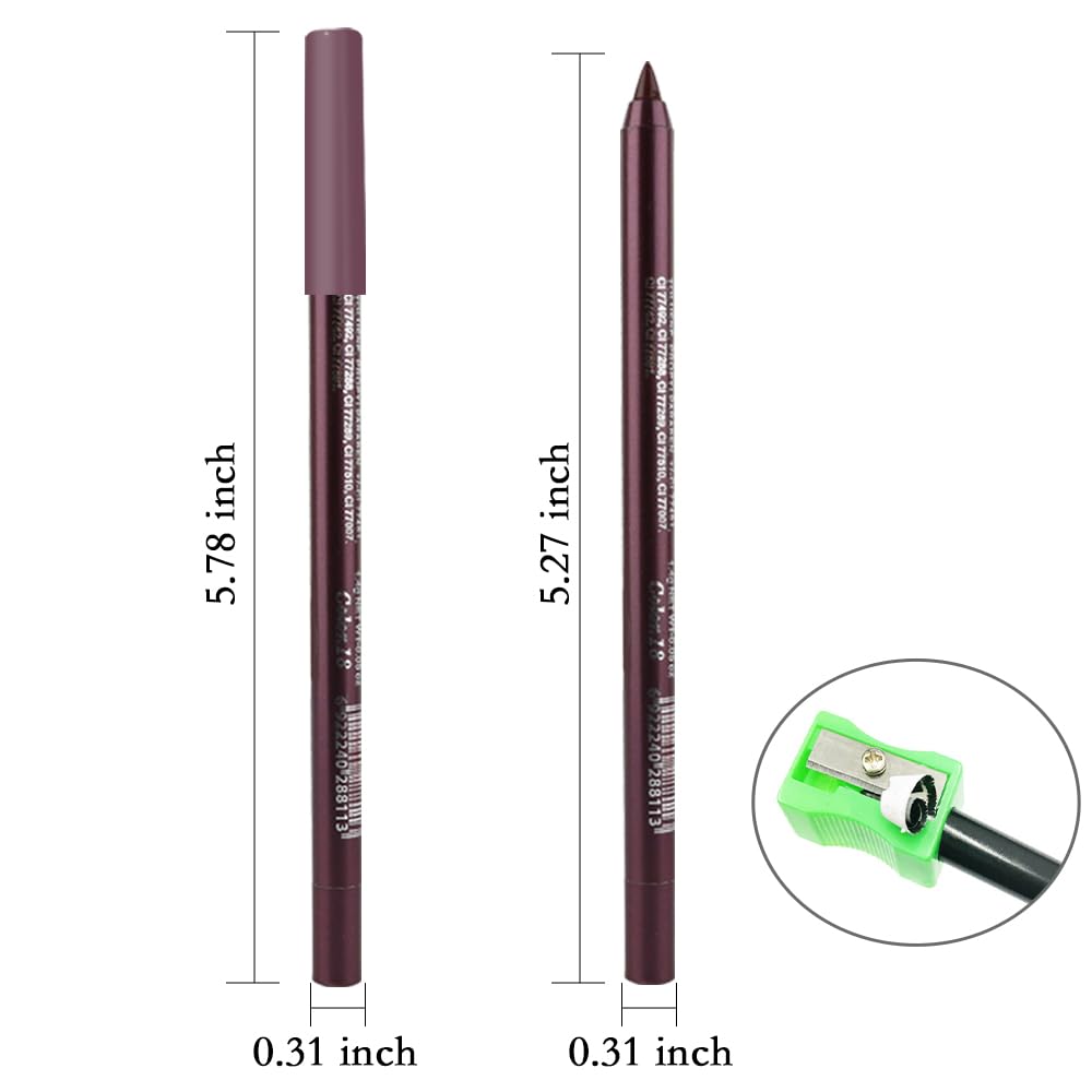 evpct Plum Maroon Red Eyeliner Pencils for Eyes, Plum Maroon Red Colored Eye Liner Pencil Pen Waterproof Smudge Proof, Colored Gel Waterline Eyeliner Pencil, Face Eye Paint Stick Halloween Makeup 18