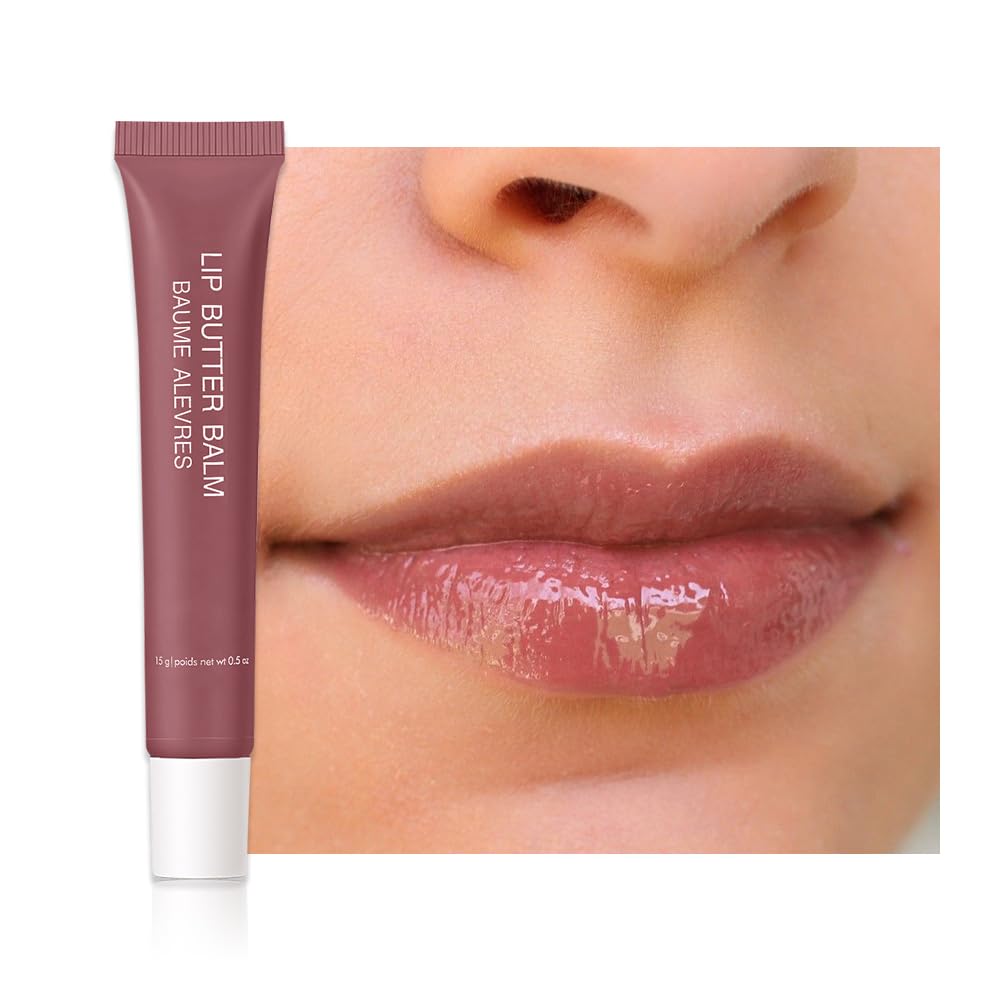 1Pcs Tinted Lip Balm Serum Makeup, Squeeze Hydrating Tint Lips Balms Serum Cosmetic, Women Care Glossy Nourishing Plumping Lip Stain Gloss Lipstick, Suitable for dry lips, Long-Lasting Color 07