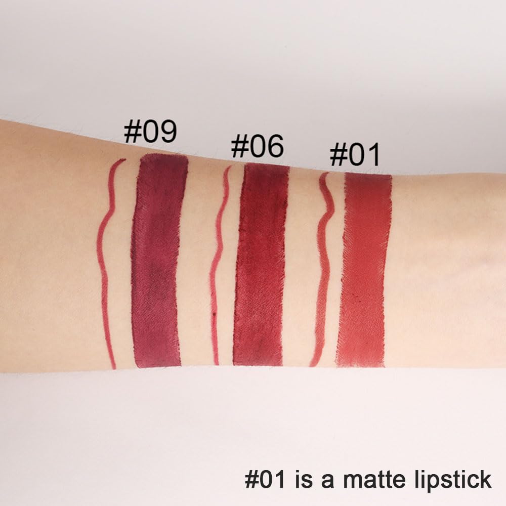 evpct 1Pcs Ruby Red Lip Liner and Lipstick Set Kit for Women Matte Lips Kit with Lip Liner Lip Stains Long Lasting Waterproof 24 Hour Lipstick and Lip Liners Combo Lipliners Pencil Set 01#