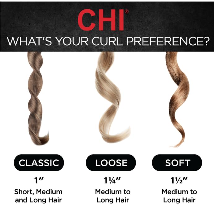 CHI Spin N Curl, Curling Iron For Healthy & Shiny Effortless Curls & Waves, Provides Preset Temperature Settings For Each Hair Texture, Rose Gold
