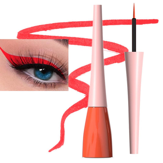 evpct 1Pcs Orange Red Liquid Eyeliner Waterproof Orange Red Eye Liners for Women, Eyes Wing Eyeliner Stamps Shapes Colored Eyeliner delineador de ojos a prueba de agua contra el agua blanco para ojos