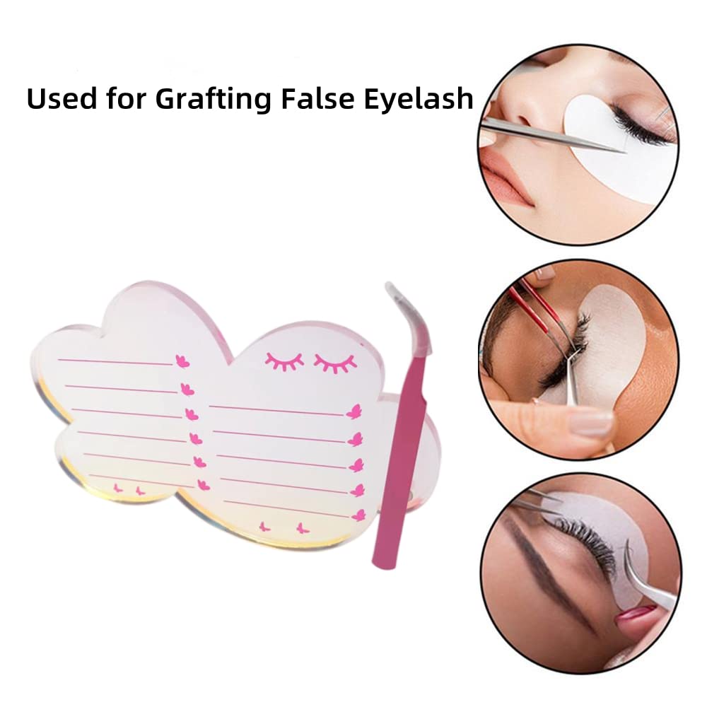 Grafting False Eyelash Acrylic Extension Pallet, Eyelash Extension Tweezers Plate Pad Makeup Palette Individual Training Tools Dazzling (Cloud-shaped A （5.51x3.94in）)