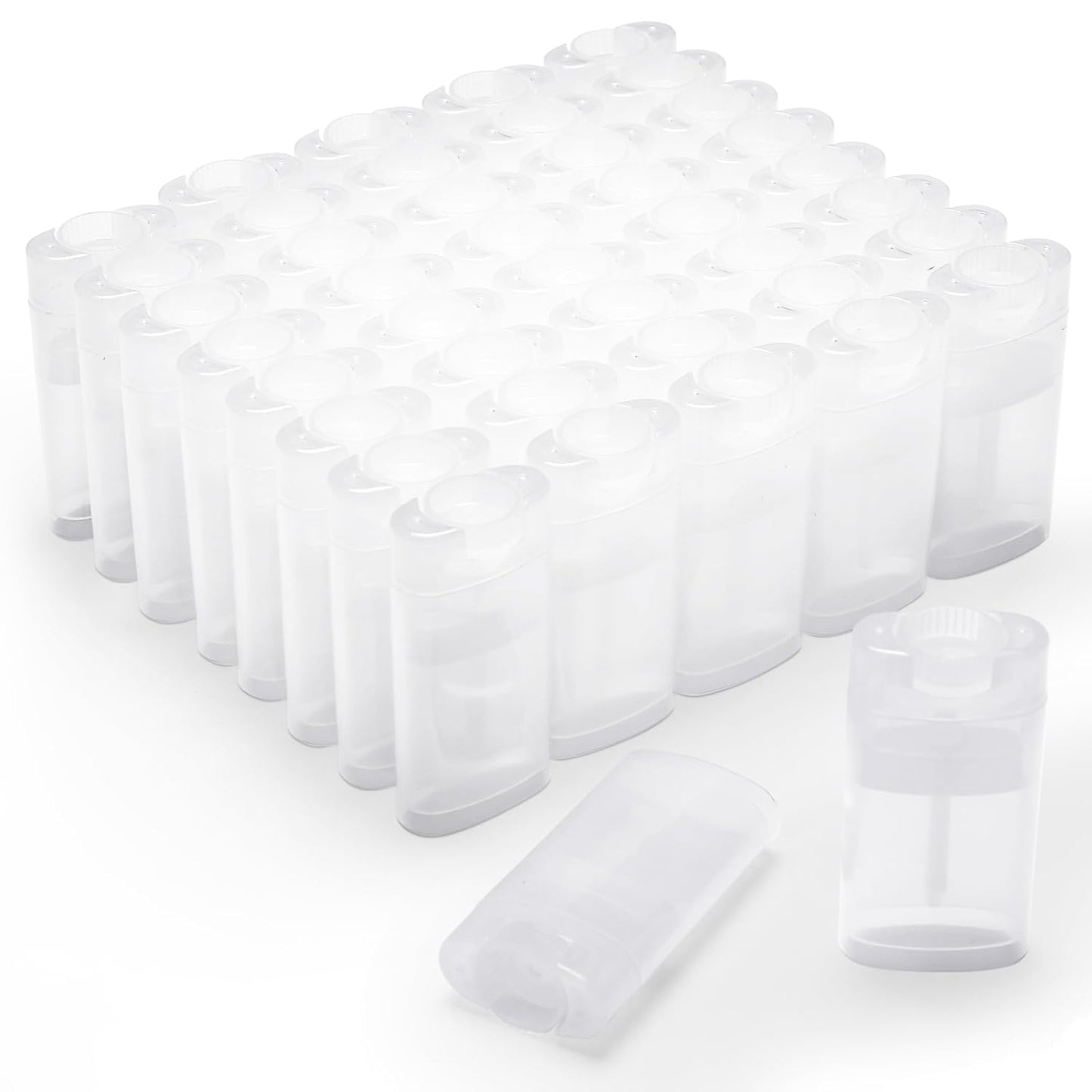 Wesiti 100 Pcs Plastic Empty Deodorant Containers 1/2 oz Travel Deodorant 15ml Refillable Containers Tubes Oval Lip Balm Tubes for Lip Balm DIY (Clear)