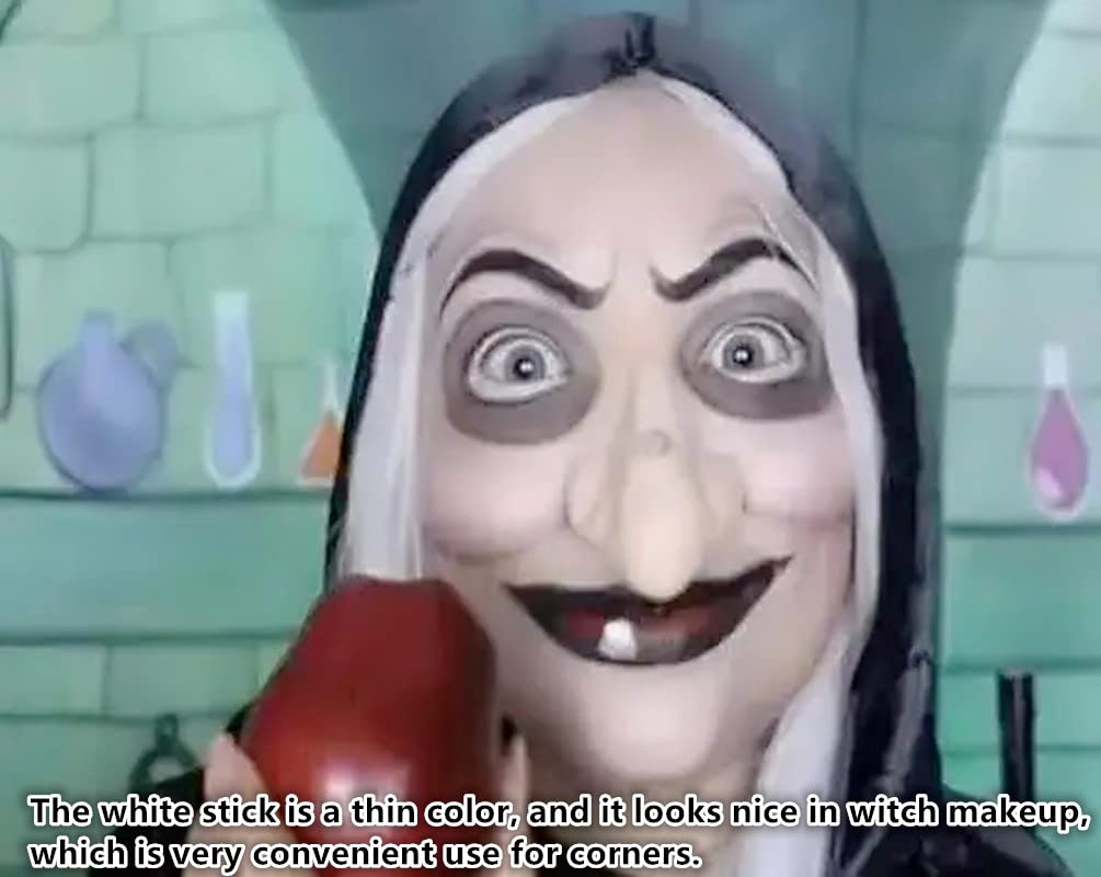 Go Ho 3 PCS Clown White Black Cream-Blendable Sticks,Waterproof Green Face Body Paint Professional SFX Makeup,Safe Facepaint Nose&Lip Smacking for Festival Halloween Makeup(White+Black+Green)